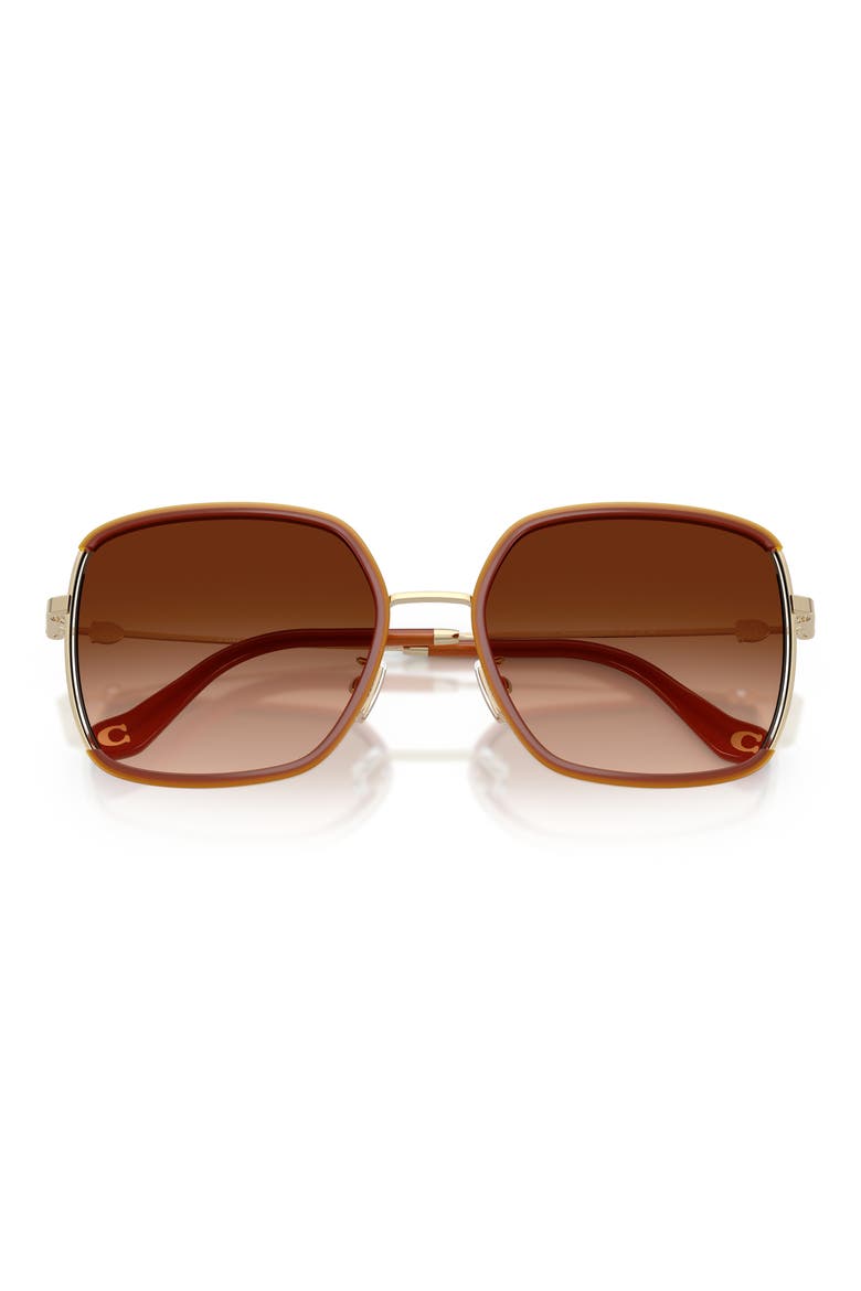 58mm Gradient Square Sunglasses, Alternate, color, SHINY LIGHT GOLD/ BROWN