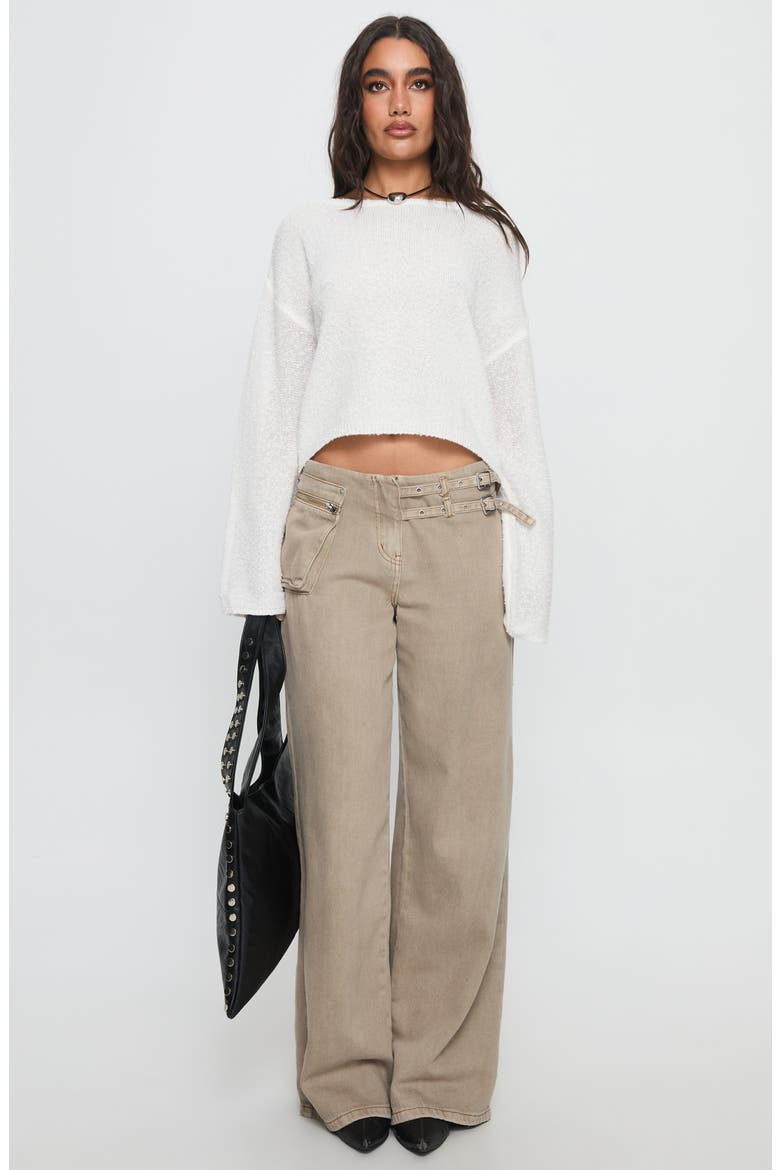 Riala Boatneck High-Low Sweater, Alternate, color, WHITE