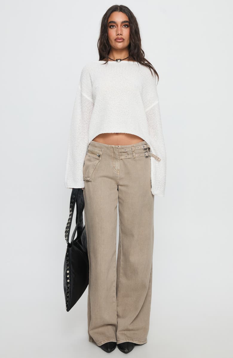 Princess Polly Riala Boatneck High-Low Sweater, Alternate, color, White