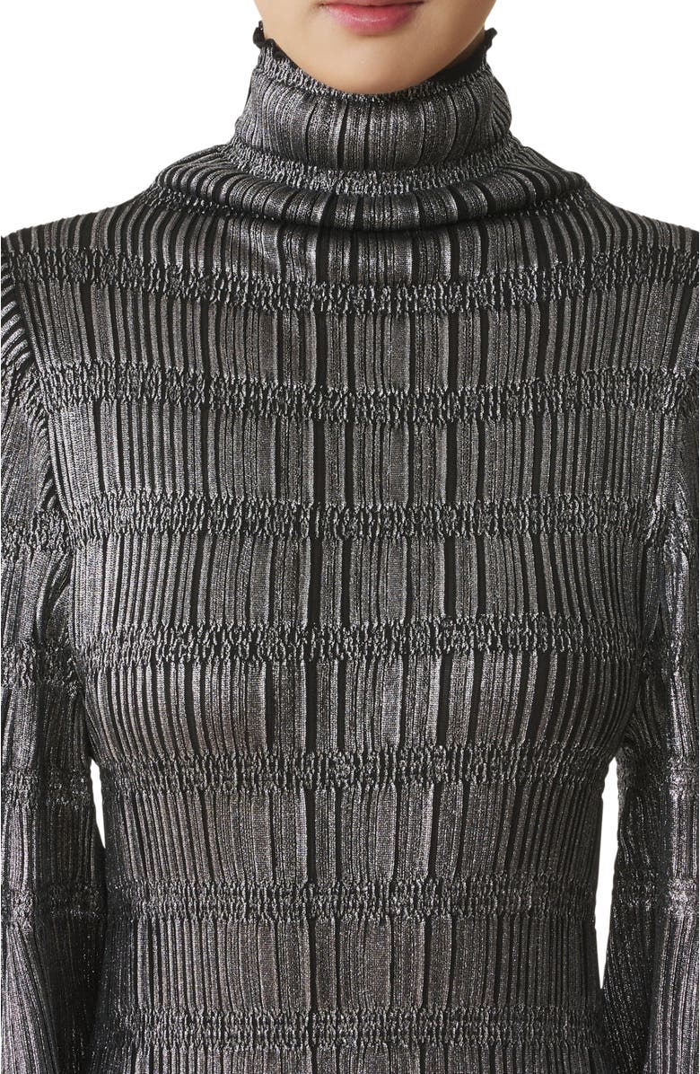 Lanvin Midi Dress In Metallic Viscose, Alternate, color, 