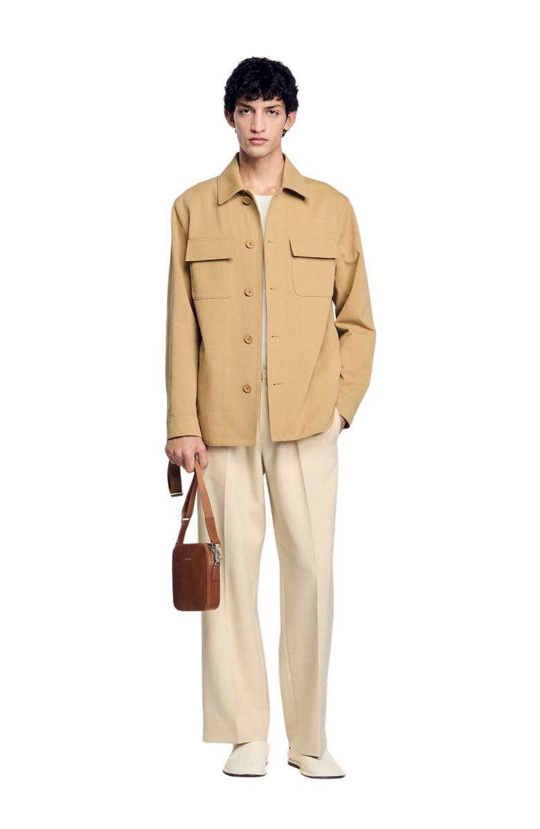 SANDRO Oversized shirt with pockets, Alternate, color, Sand.