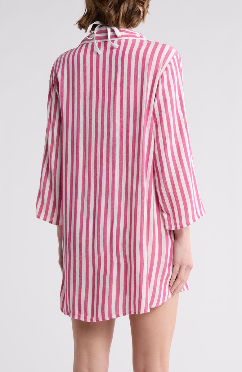 BOHO ME Yarn Dye Stripe Cover-Up Tunic, Alternate, color, Pink Stripe