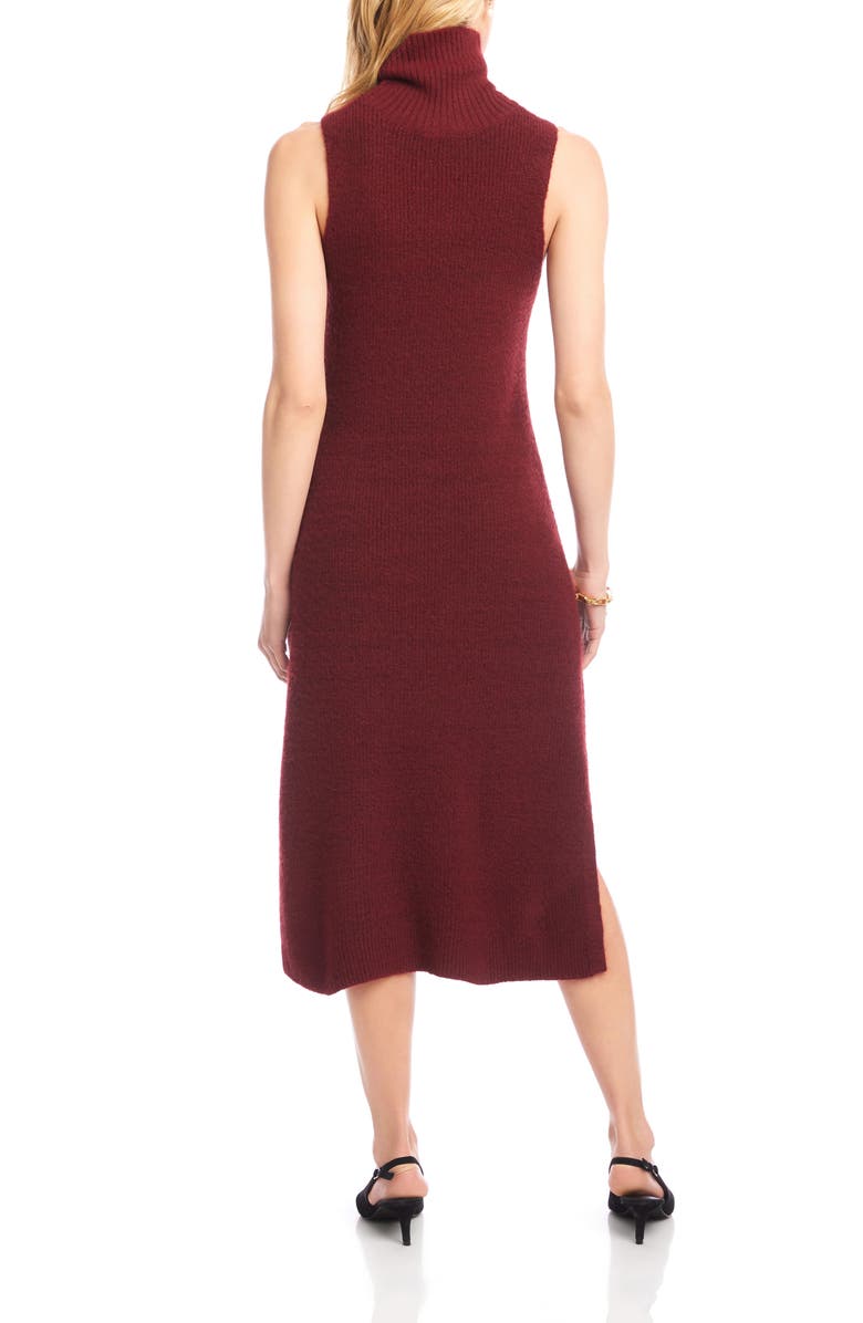 Karen Kane Turtleneck Sleeveless Sweater Midi Dress, Alternate, color, Wine Red