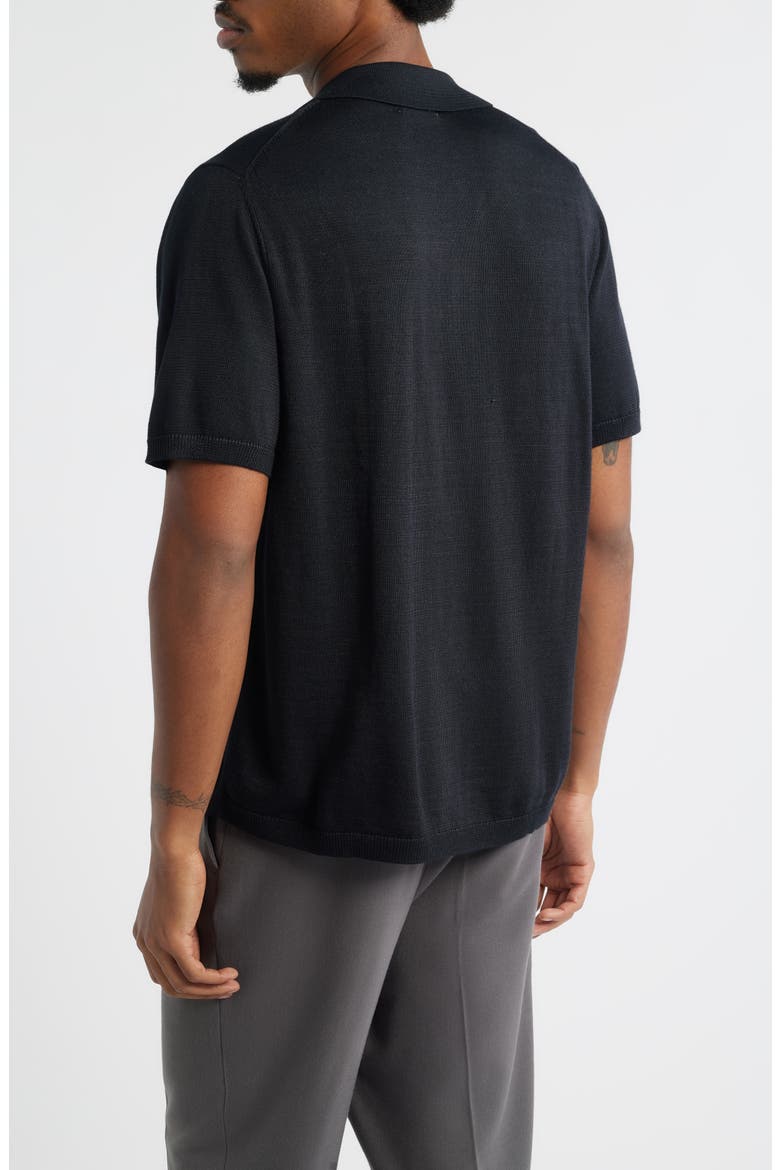 Camp Short Sleeve Button Up Sweater, Alternate, color, BLACK CAVIAR