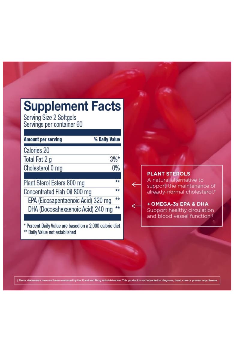 Cholesterol Support Heart Health Supplement with Omega-3 Softgels, 120 softgels,, Alternate, color, None