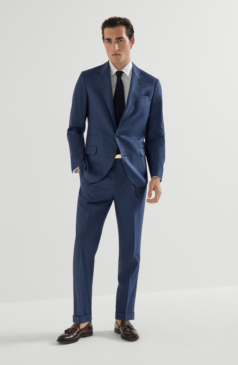 Brunello Cucinelli Houndstooth blazer, Alternate, color, Navy Blue