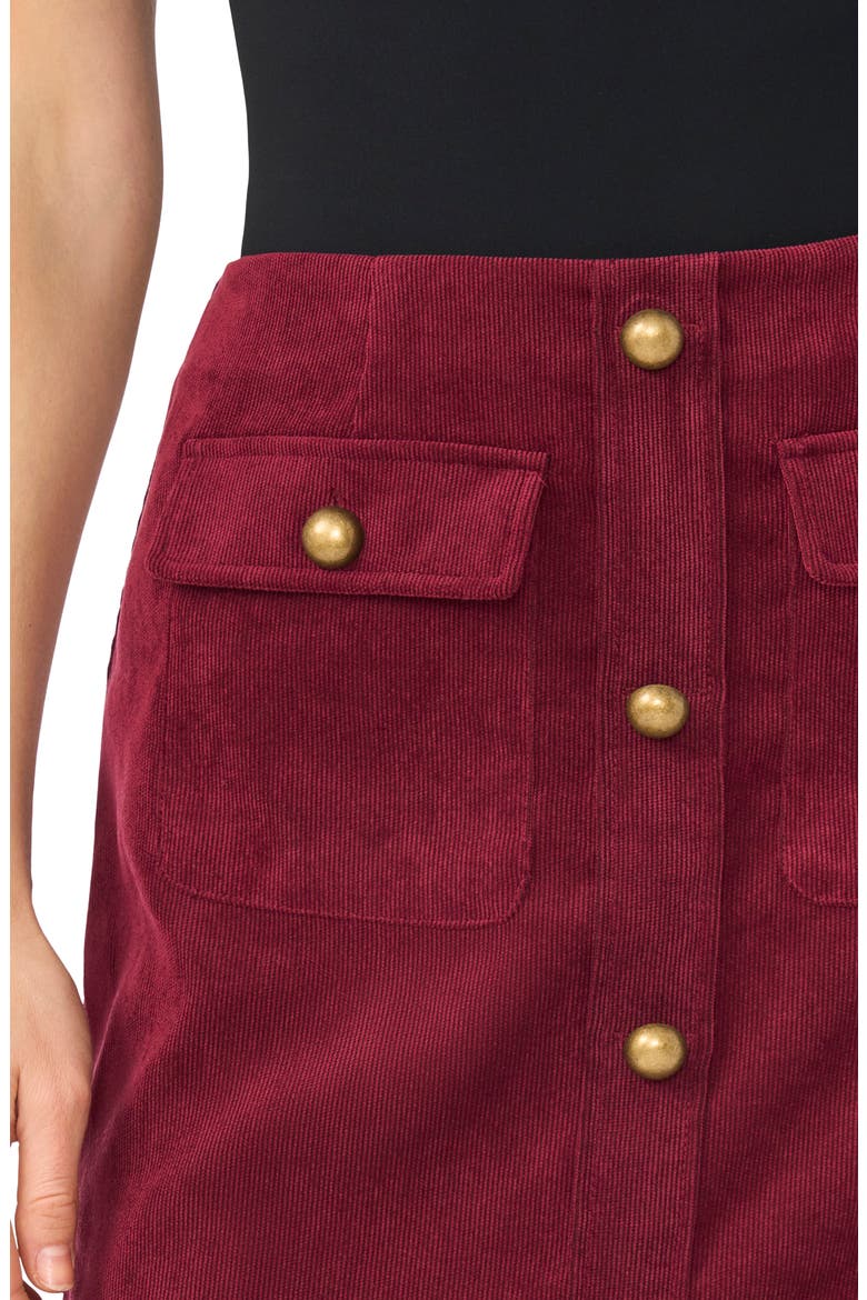 Button Front Corduroy Skirt, Alternate, color, CRISP MERLOT