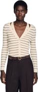 SANDRO Striped ribbed cardigan