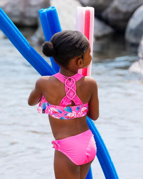 Deux Par Deux Little Girl's Printed Two-piece Swimsuit Candy Pink And Pink Flamingo In Candy Pink And Pink Flamingo