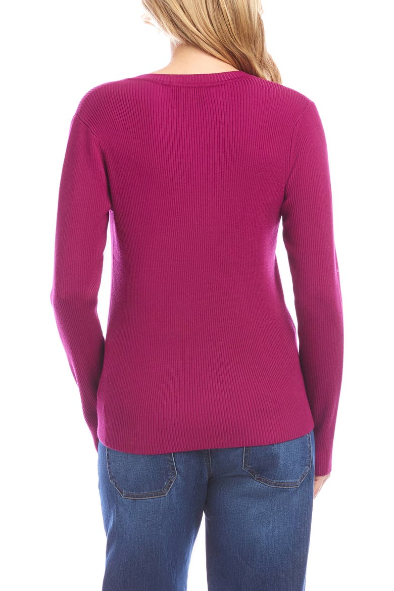 Rib V-Neck Sweater, Alternate, color, MAGENTA PINK