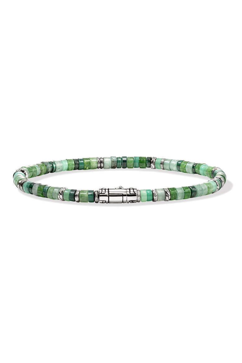 Heishi Bracelet, Hardstones, Sterling Silver, Alternate, color, GREEN