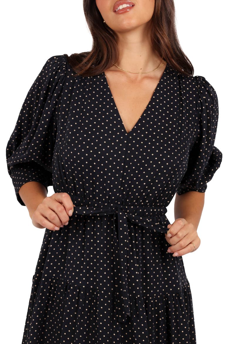 Moscow Polka Dot Belted Midi Dress, Alternate, color, BLACK POLKA DOT