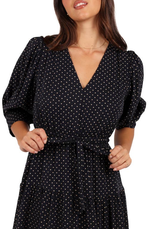 Petal And Pup Petal & Pup Moscow Polka Dot Belted Midi Dress In Black