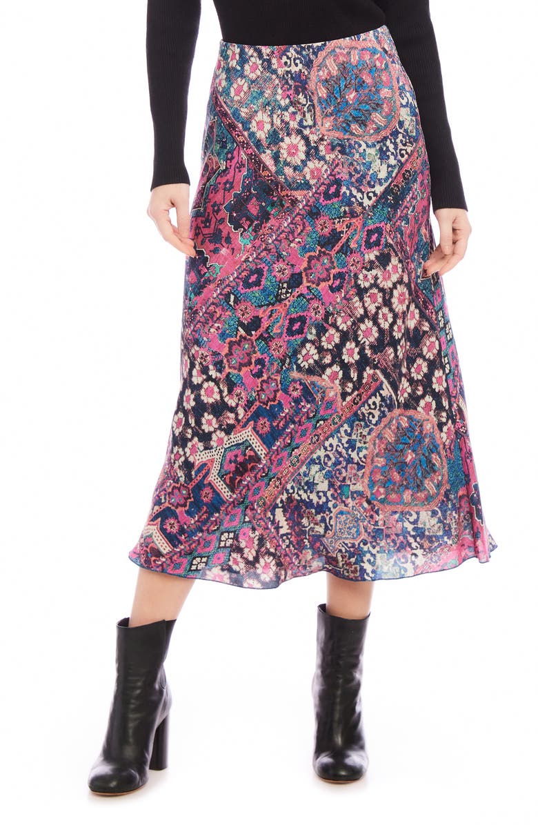 Karen Kane Print Bias Cut Midi Skirt, Main, color, 