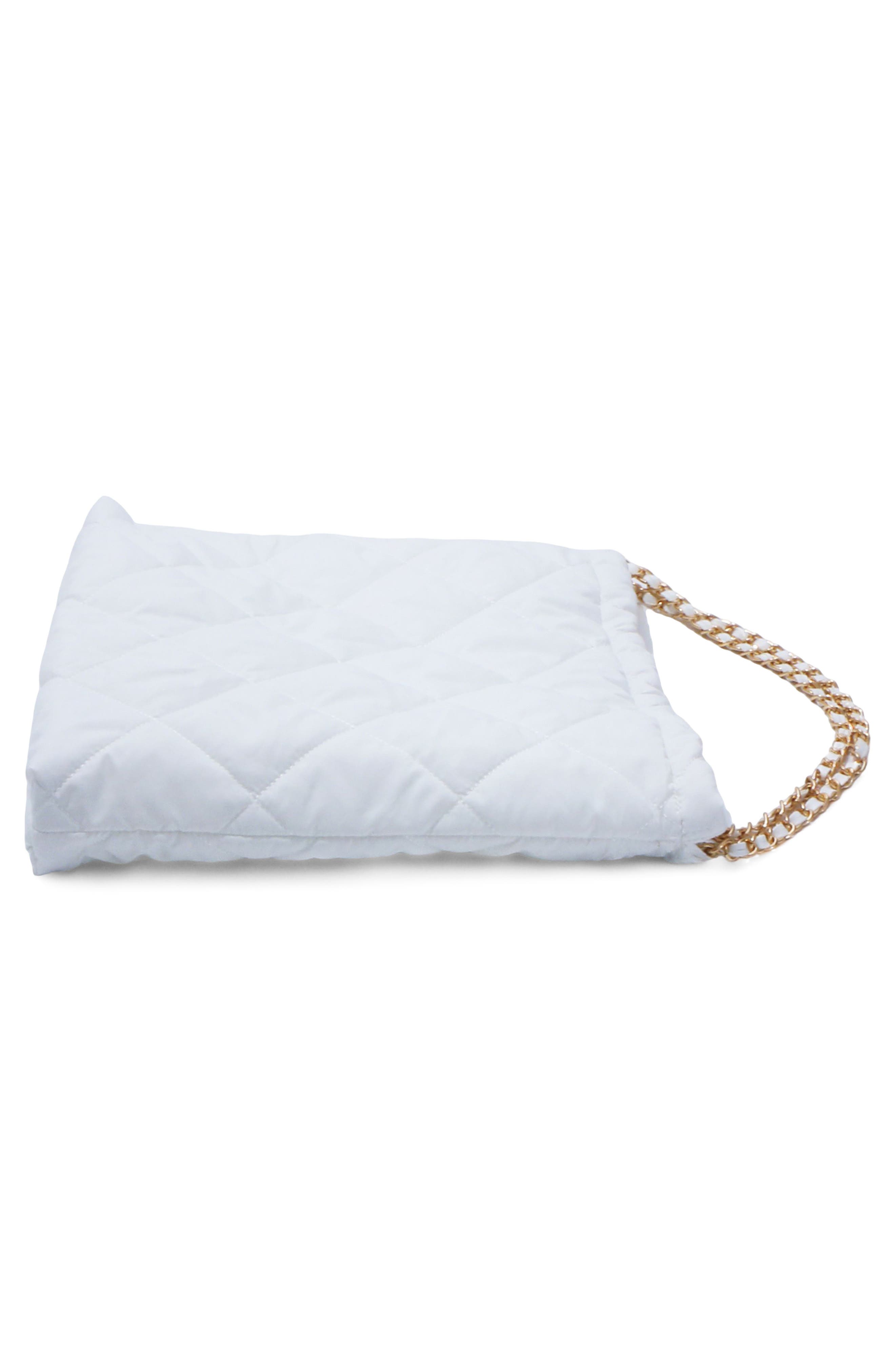 Quilted Chain Strap Shoulder Bag, Alternate, color, WHITE