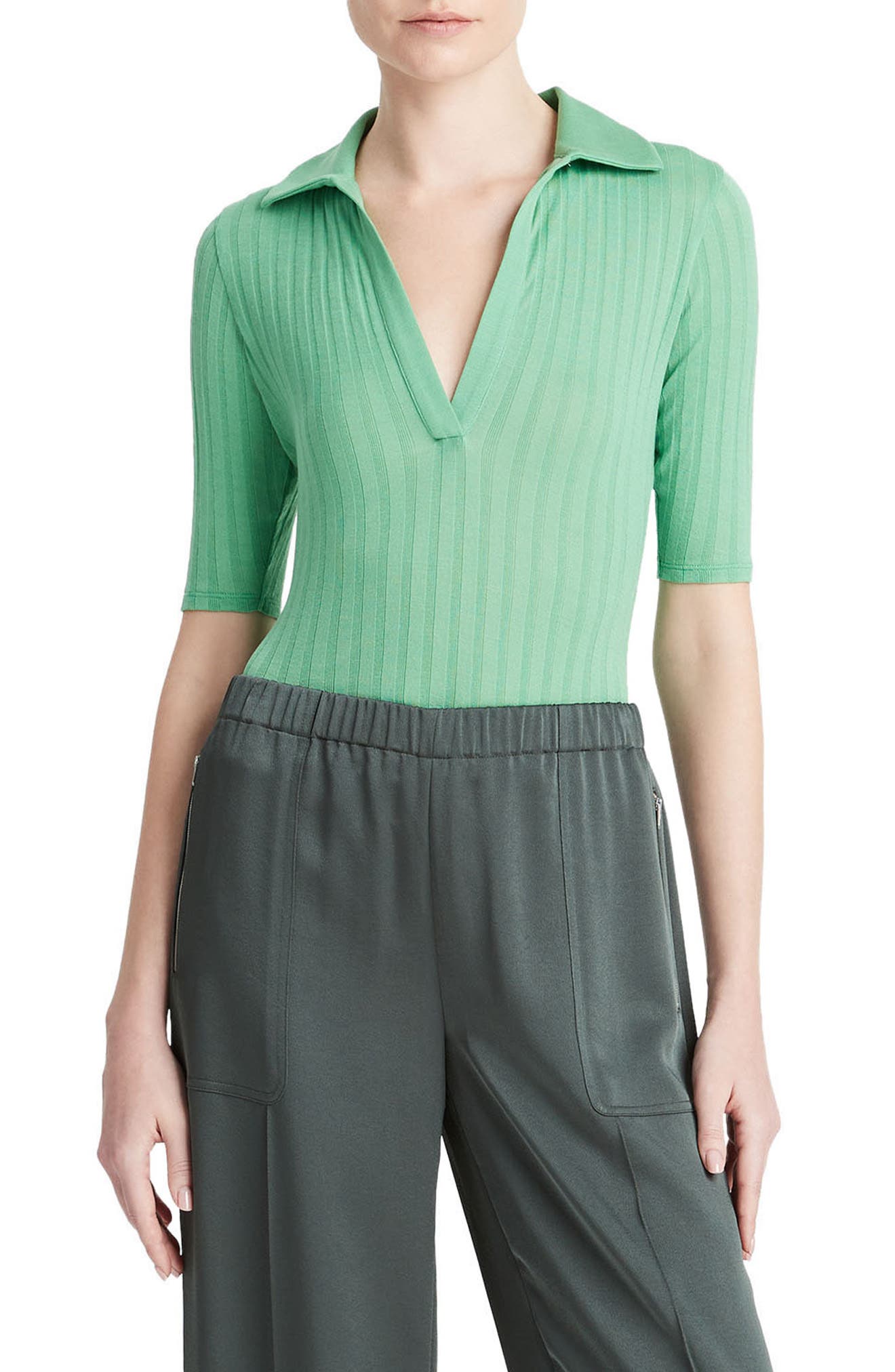 Vince Rib Cotton Polo