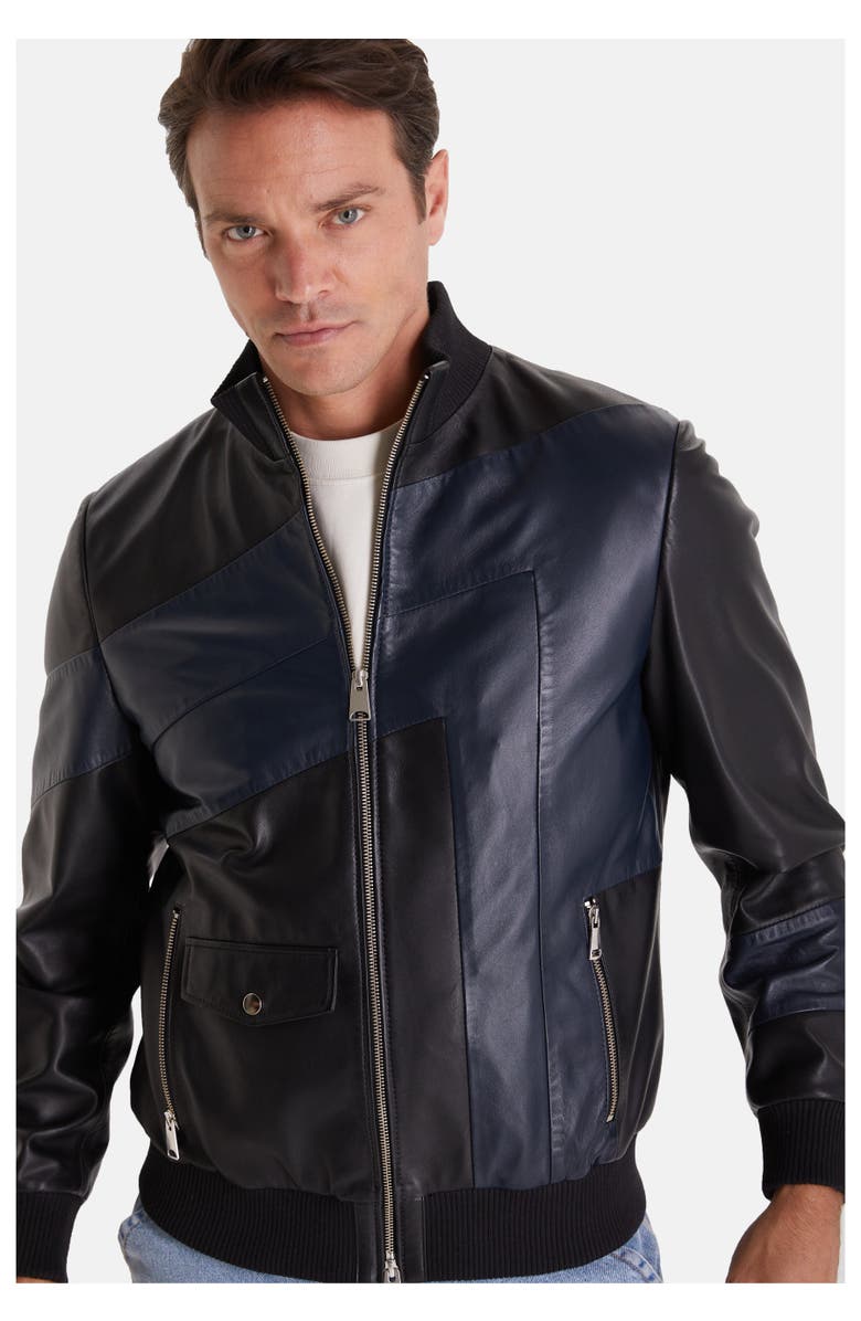 Furniq UK Matthew Leather Jacket, Alternate, color, Black
