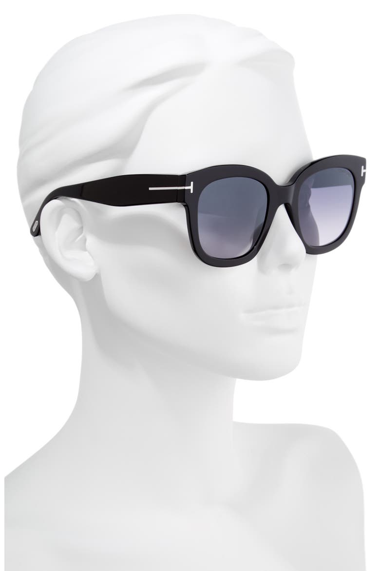 Beatrix 52mm Sunglasses, Alternate, color, SHINY BLACK / SMOKE MIRROR