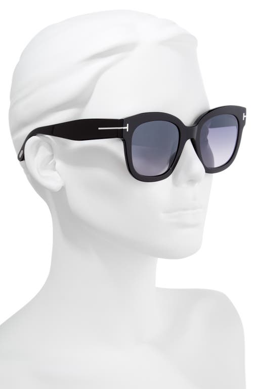 Tom Ford Beatrix 52mm Polarized Lens Oversize Square Sunglasses In Shiny Black/smoke Mirror