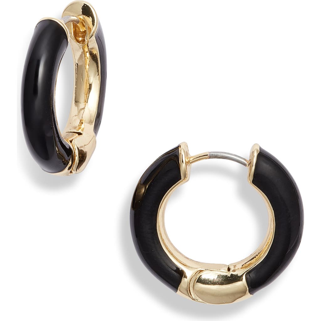 Nordstrom Enamel Hoop Earrings In Black- Gold