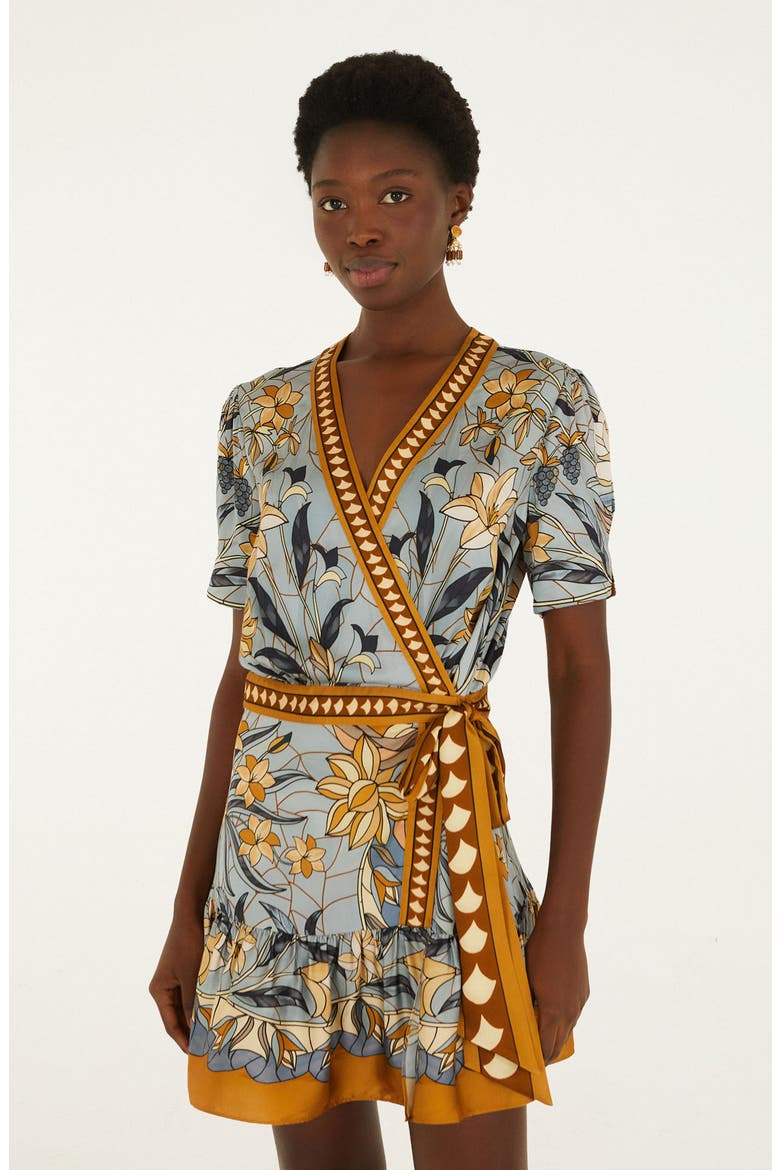 Stained Glass Beauty Wrap Dress, Alternate, color, DENIM