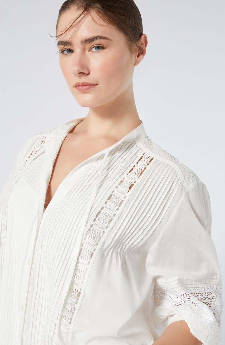 Marina Rinaldi Sumatra Pintuck Lace Top, Alternate, color, Ivory