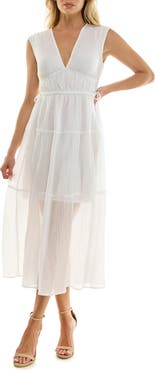 Socialite Crinkle Woven Semisheer Midi Dress