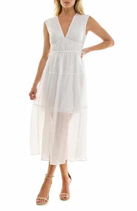 Socialite Crinkle Woven Semisheer Midi Dress