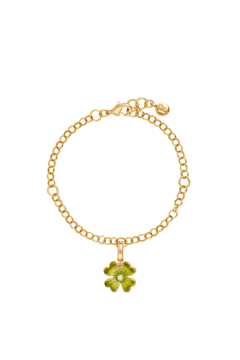 Lucky Clover & Pearl Charm Bracelet, Main, color, Gold