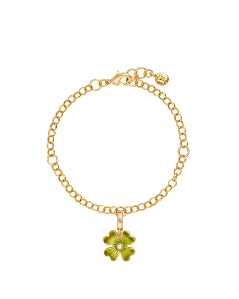 Lucky Clover & Pearl Charm Bracelet