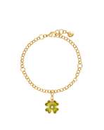 Fable England Lucky Clover & Pearl Charm Bracelet