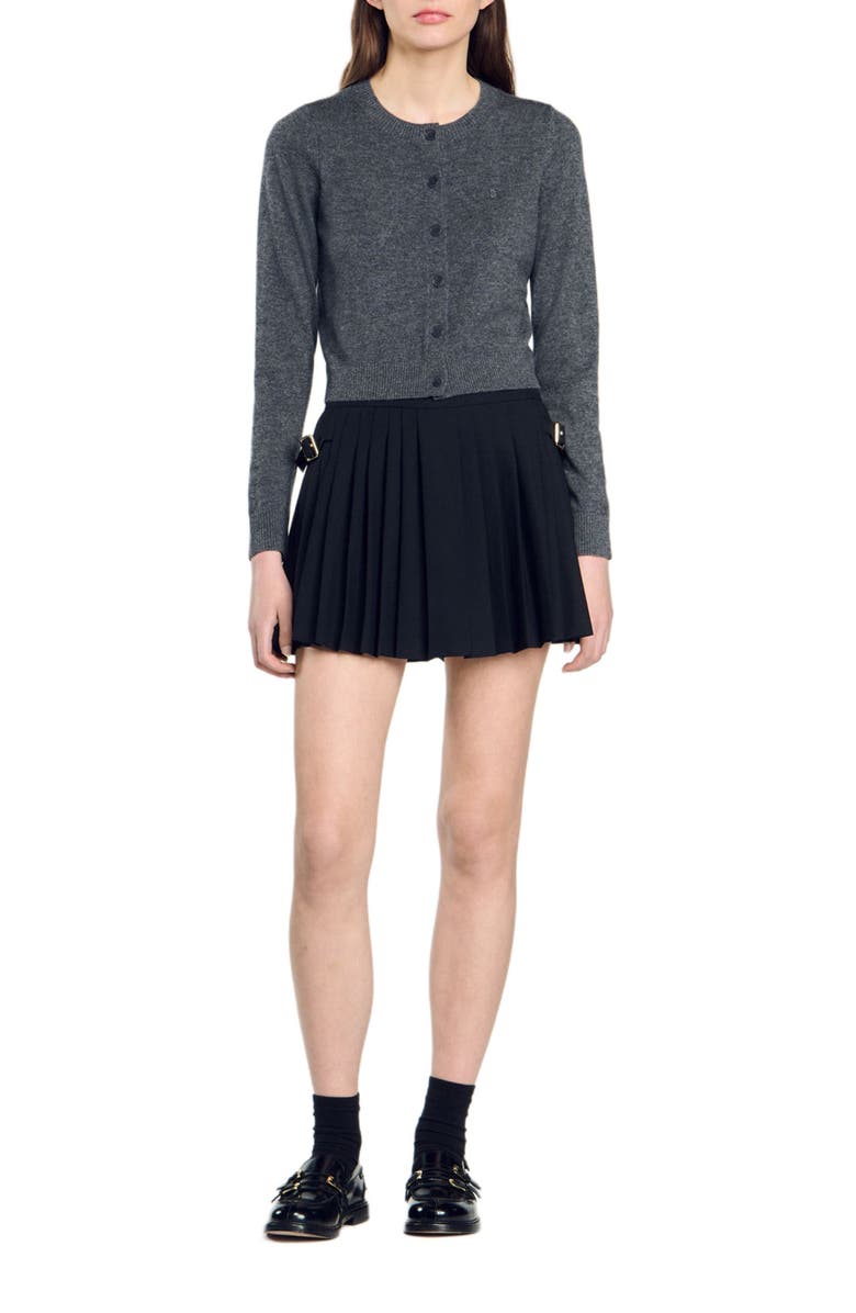 SANDRO Wool and cashmere cardigan, Alternate, color,