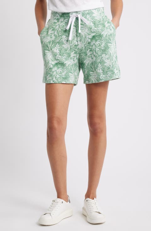Marina del Mar Forte Frond Print Cotton Shorts