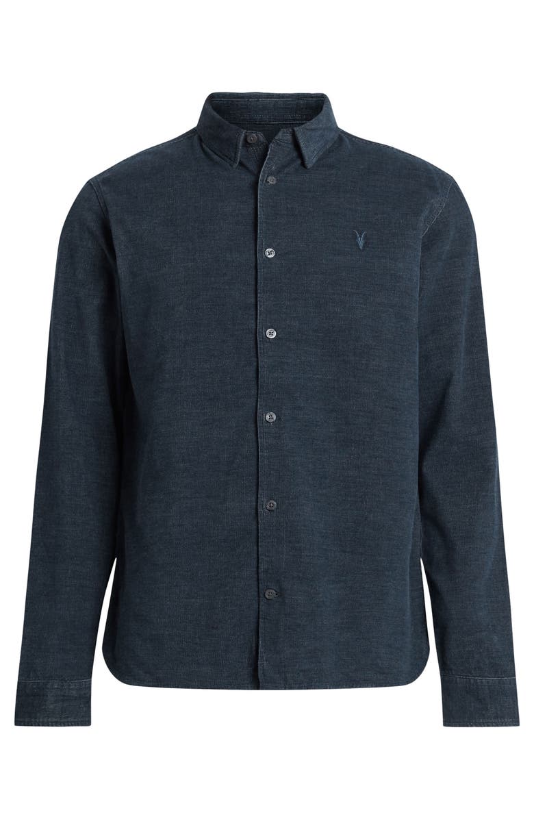 AllSaints Lorella Cotton Button-Up Shirt, Alternate, color, Marine Blue