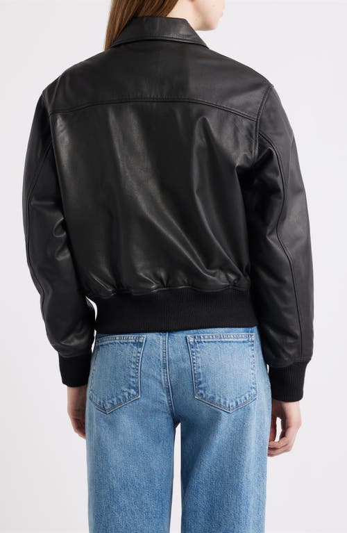 Schott Nyc Leather Bomber Jacket In Black