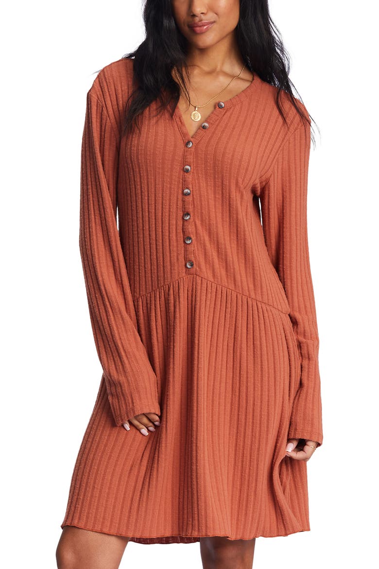 Always Lounging Long Sleeve Rib Dress, Alternate, color, SWEET CHOCOLATE