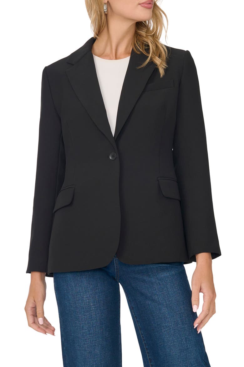 One Button Blazer, Main, color, RICH BLACK