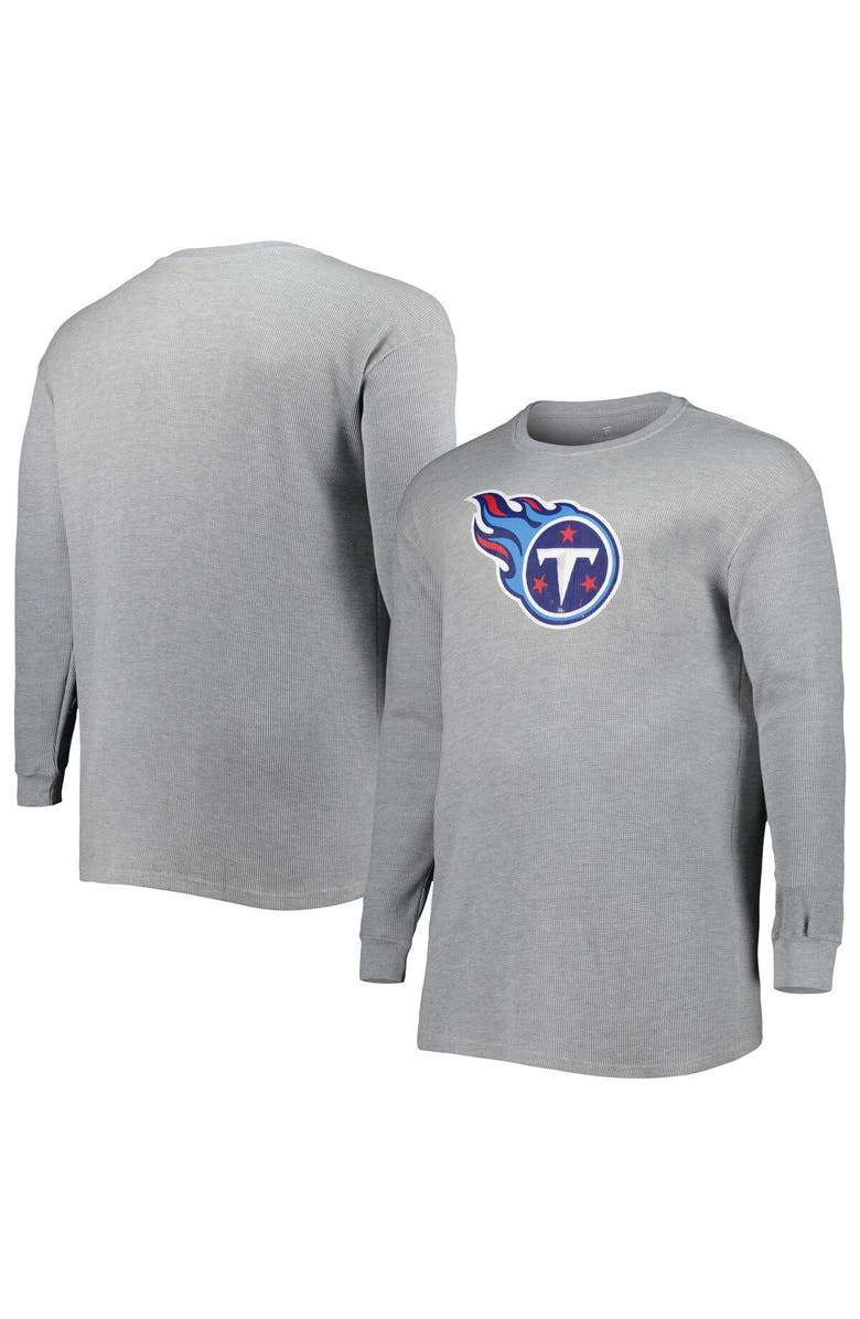 PROFILE Men's Heather Gray Tennessee Titans Big & Tall Waffle-Knit Thermal Long Sleeve T-Shirt, Main, color, 