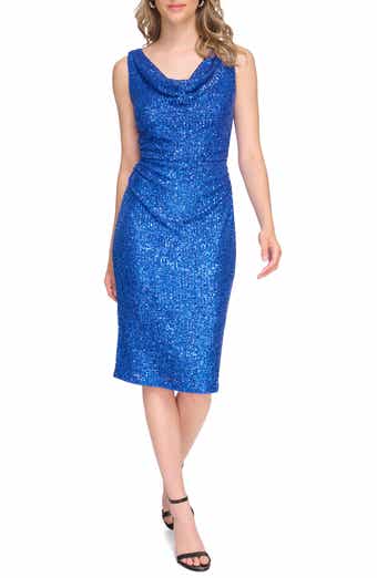 Kensie Cowl Neck Sequin Dress