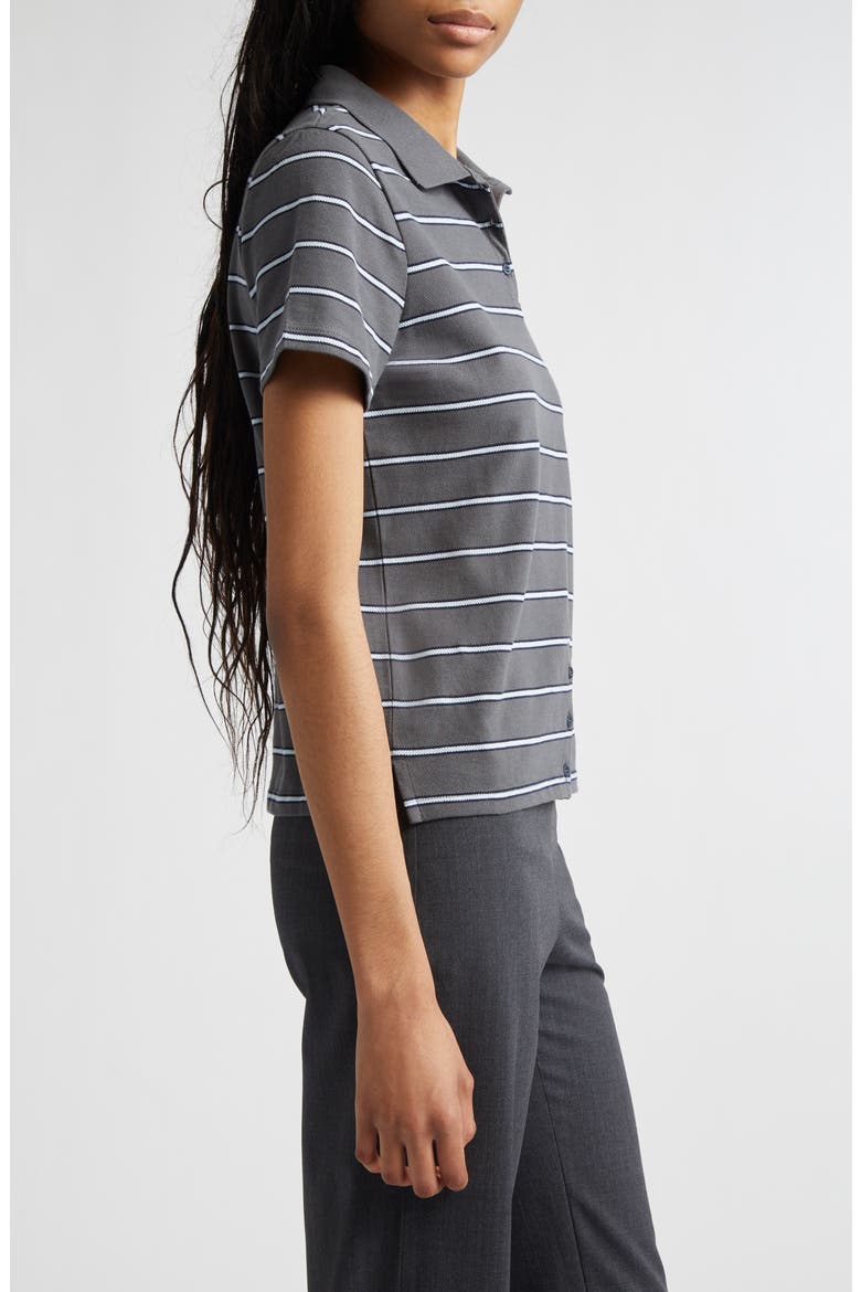 Julieta Stripe Cotton Piqué Polo, Alternate, color, GREY