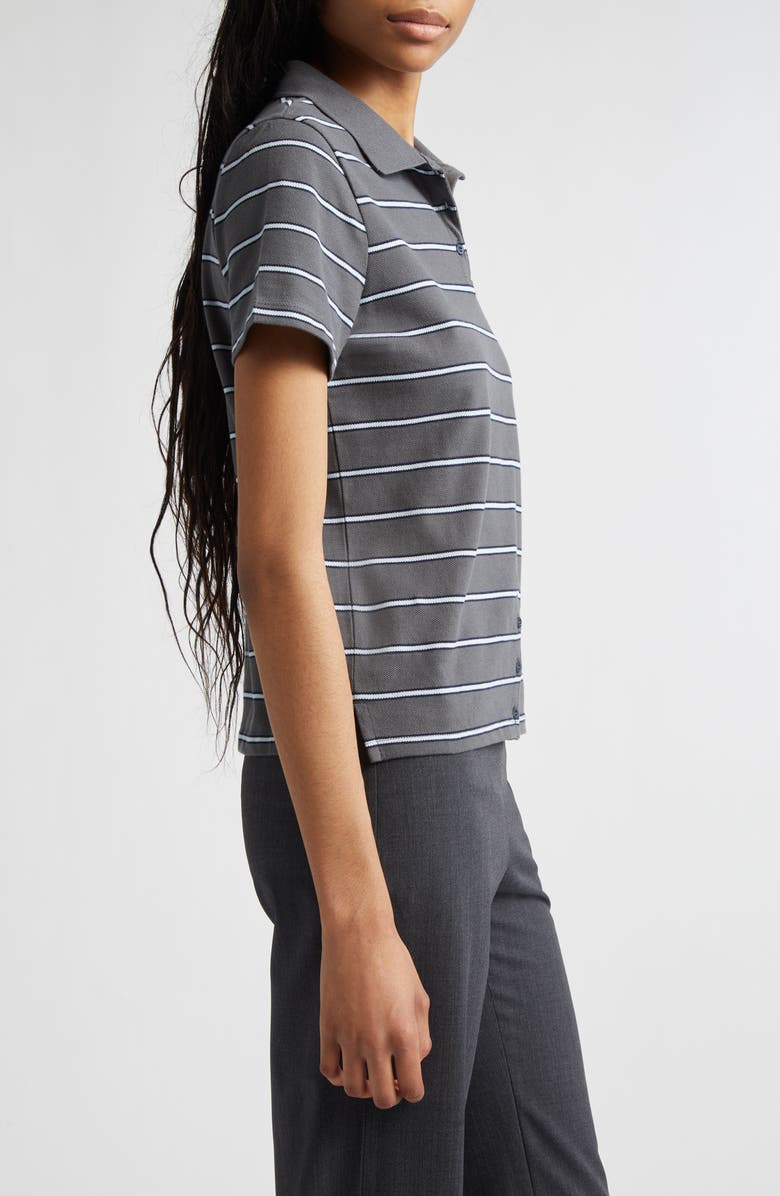 Paloma Wool Julieta Stripe Cotton Piqué Polo, Alternate, color, Grey
