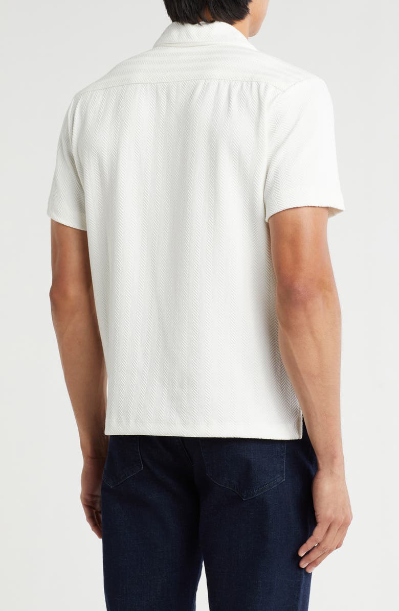 DENIM AND FLOWER Textured Knit Camp Shirt, Alternate, color, Off White