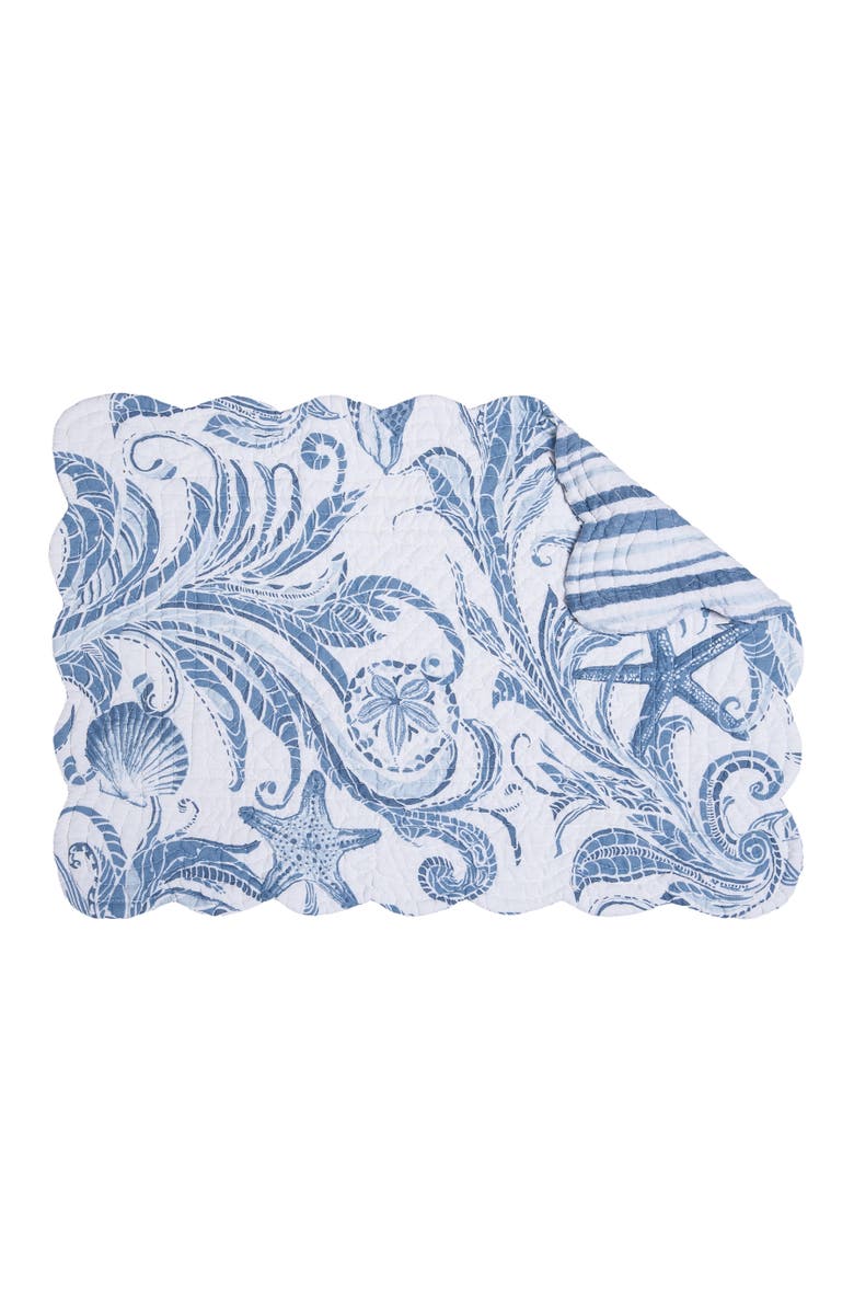 C&F Home Tidal Waves Set of 6 Placemats  13" x 19", Alternate, color, Blue