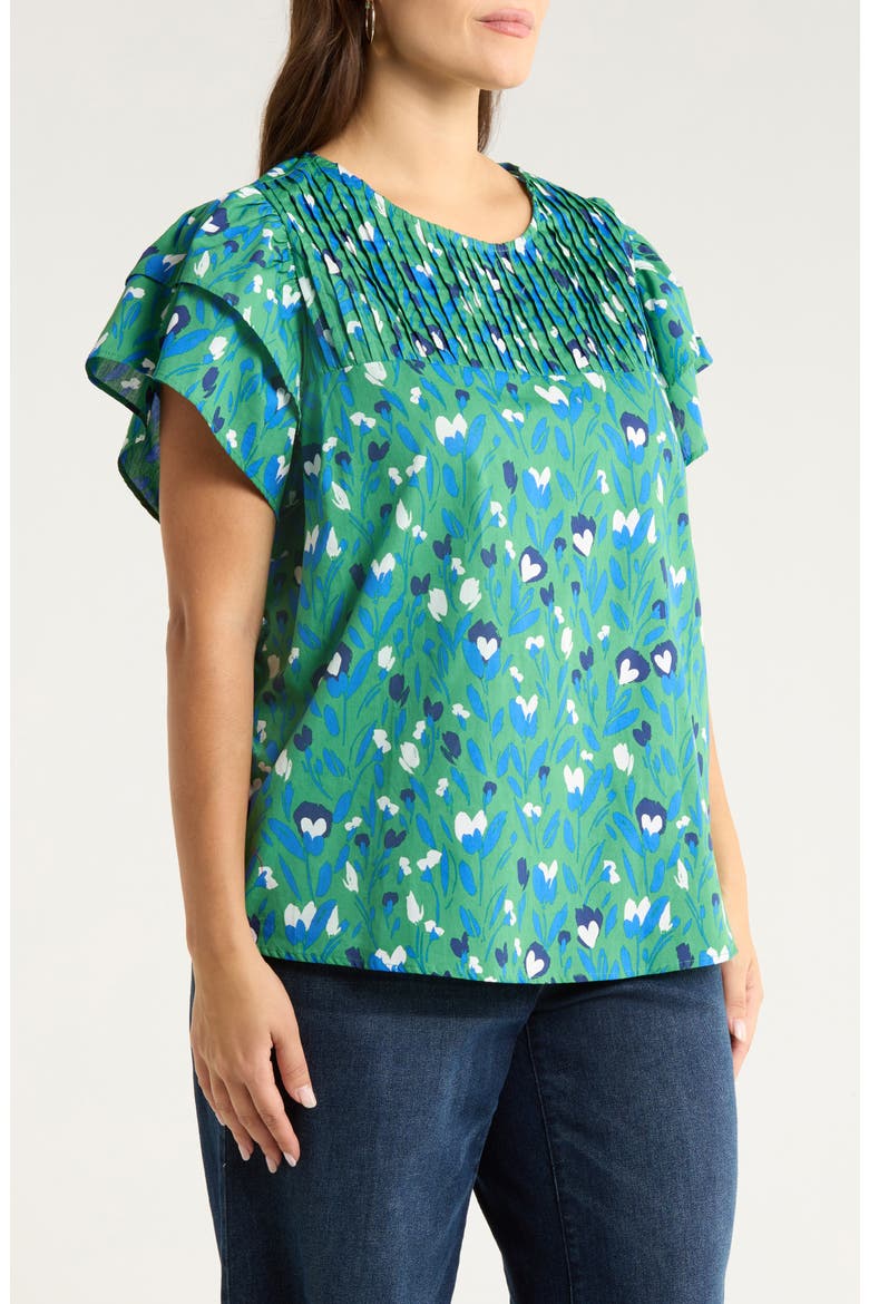 Laury Floral Print Cap Sleeve Shirt, Alternate, color, KELLY-MULTI