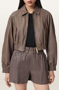 AllSaints Anouk Leather Crop Bomber Jacket