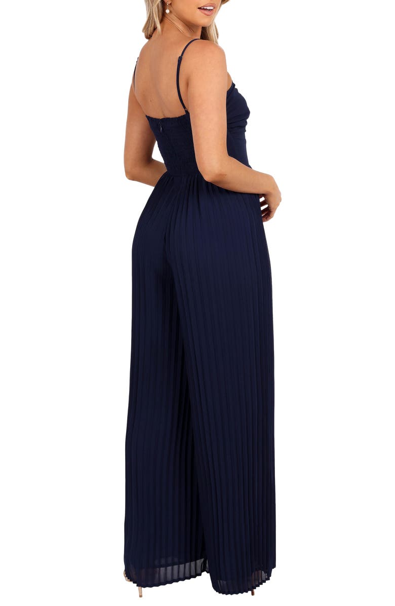 Petal & Pup Alice Pleated Wide Leg Jumpsuit, Alternate, color, Navy