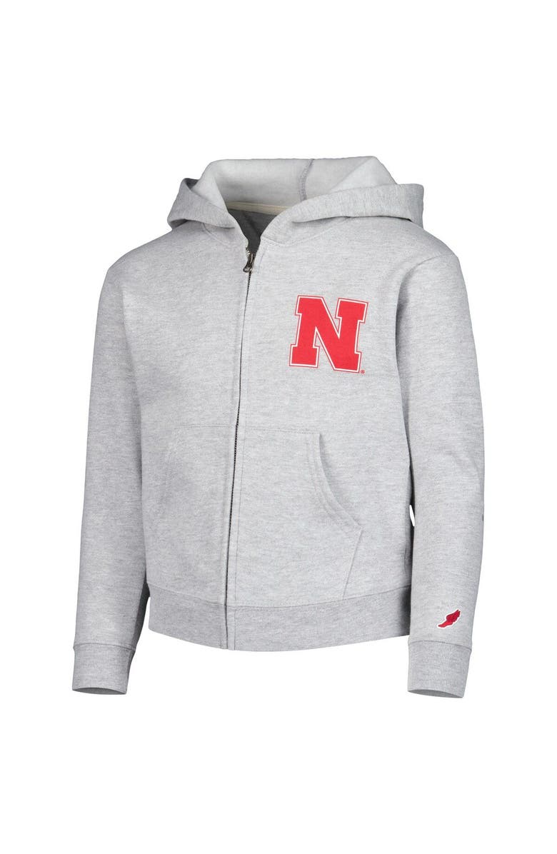 LEAGUE COLLEGIATE WEAR Youth League Collegiate Wear Heather Gray Nebraska Huskers Full-Zip Hoodie, Alternate, color, Heather Gray