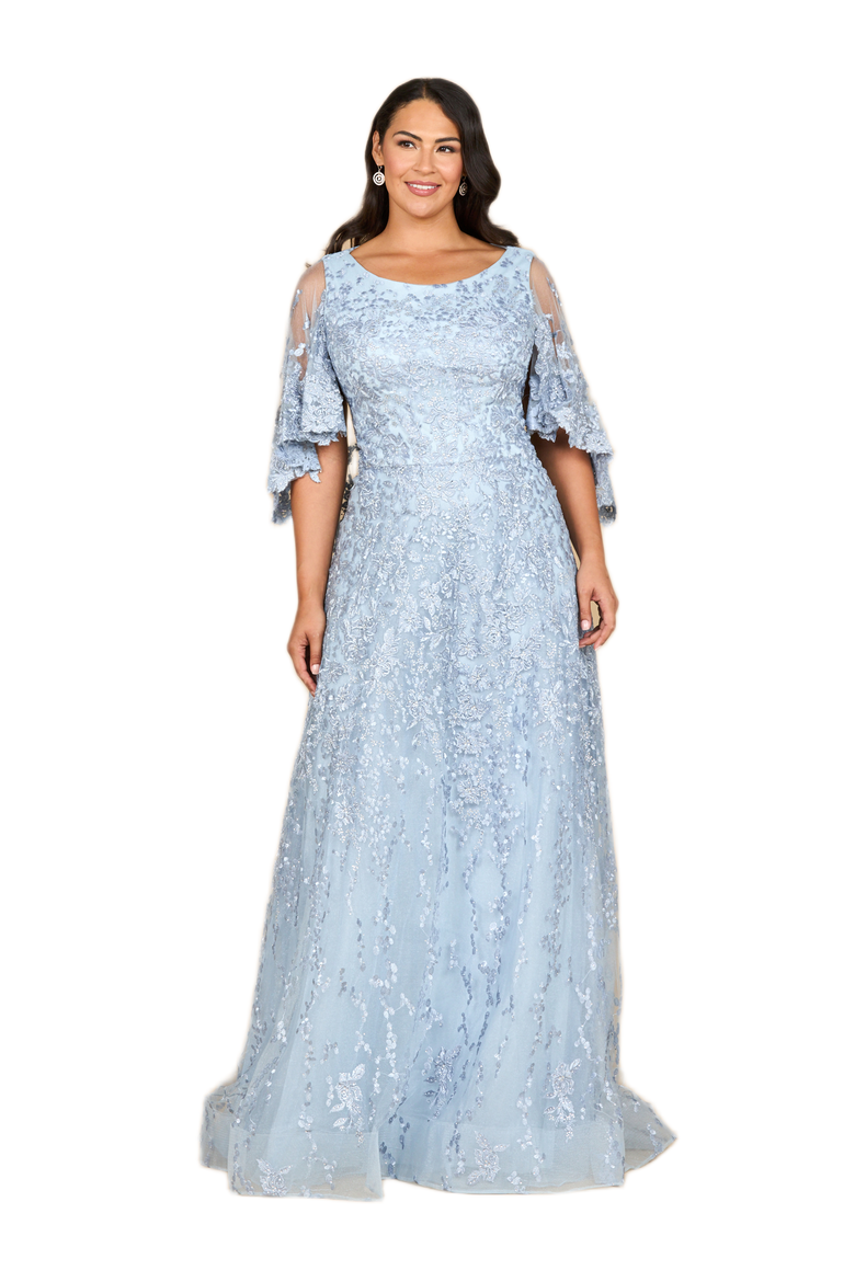 Cape Sleeve Mother's Gown, Main, color, Light Blue