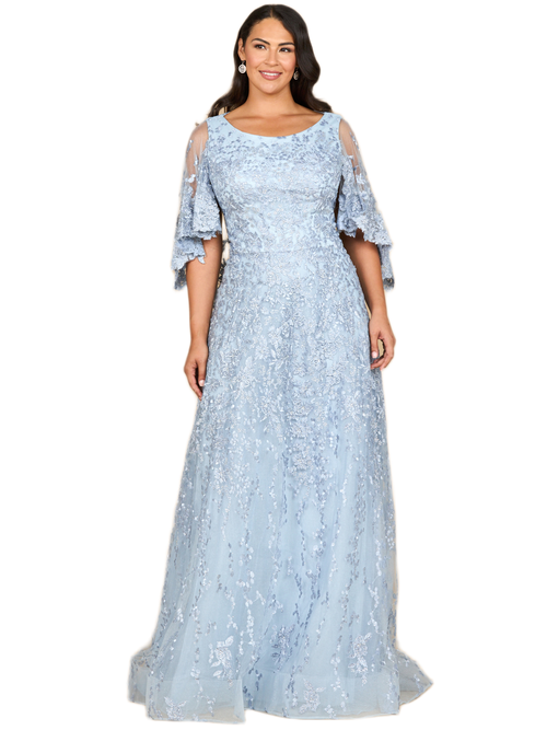 Lara New York Cape Sleeve Mother's Gown In Blue