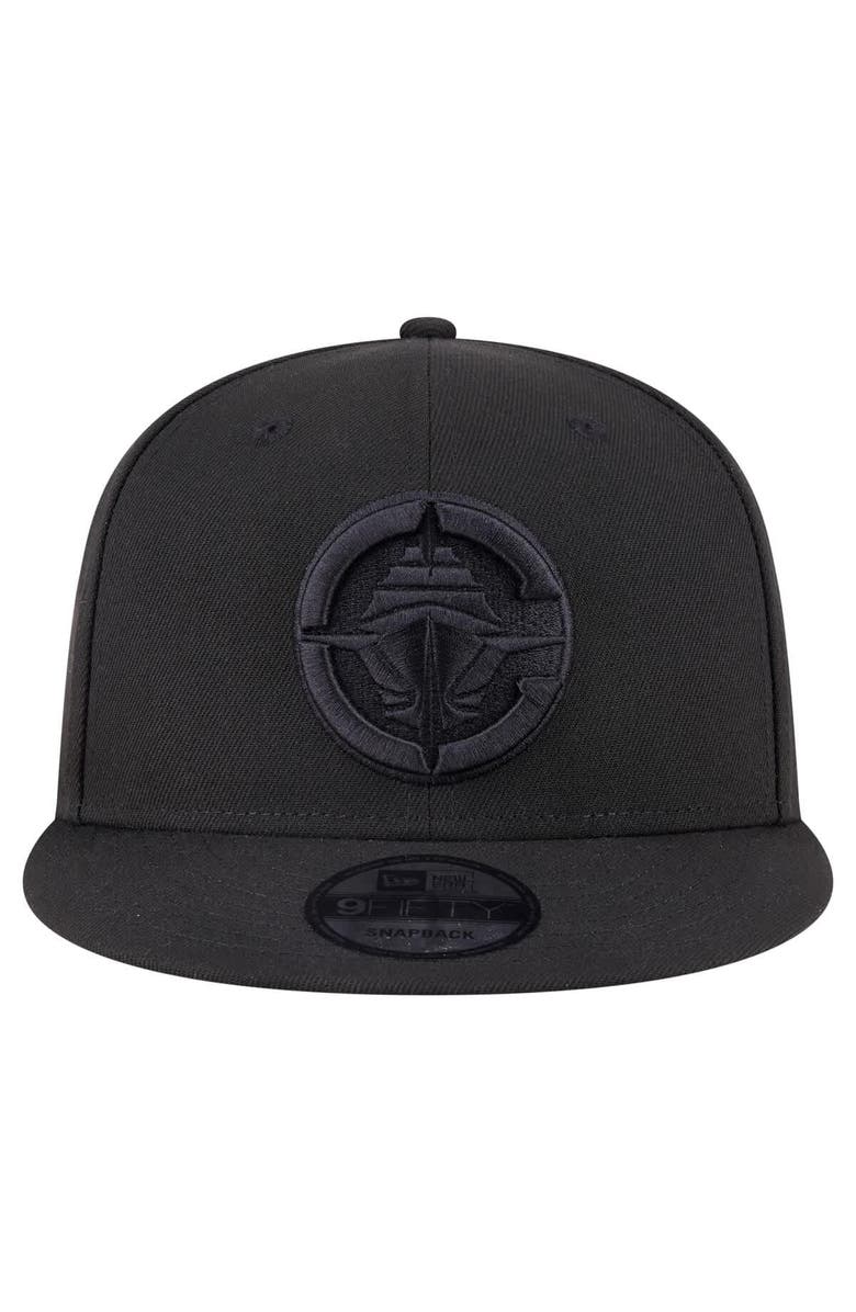 New Era Men's New Era Black LA Clippers Black On Black 9FIFTY Snapback Hat, Alternate, color, Black